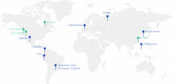 A map displaying the global reach of NRT